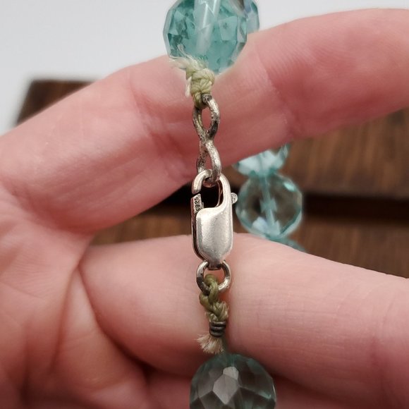 8 Inch 925 Sterling Silver Beautiful Blue Faceted Glass Orbs Bracelet - Picture 4 of 6